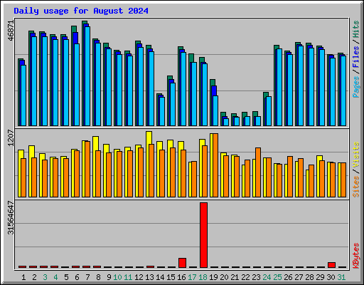 Daily usage for August 2024